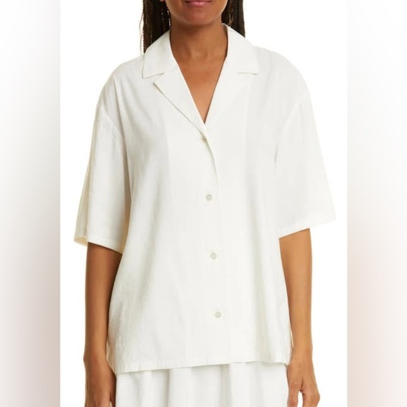 NWT Rebecca Taylor Cabana Short Sleeve Linen Blend White Size Medium - Picture 1 of 7